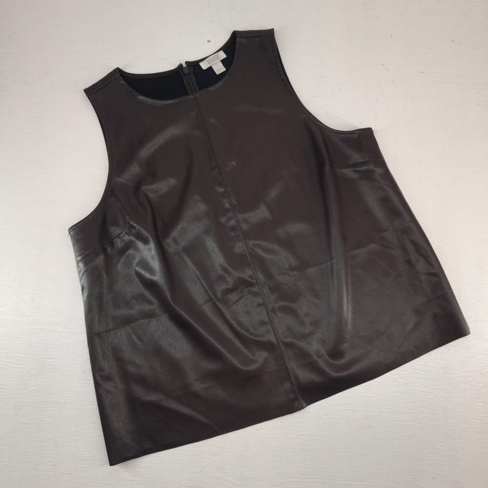 Nordstrom Rack Large | Brown‎ Faux Leather Sleeveless Shell Top Blouse Womens